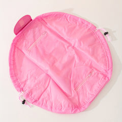 Large Capacity Drawstring Makeup Organizer Lay Flat Makeup Bag
