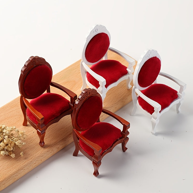 Mini Dollhouse Furniture Set Sofa Stool Chair Pillow & Wooden Armrest