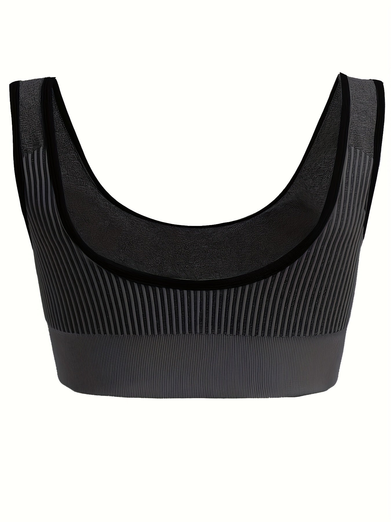 3 Pack Plus Size Sports Bra Set Women's Plus Striped Shockproof Skinny