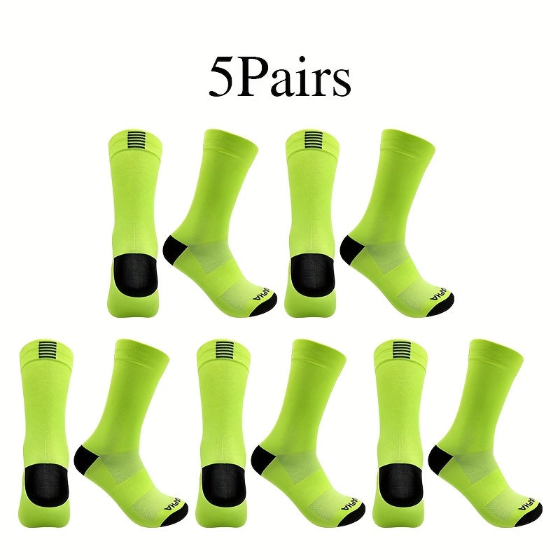 5 Pairs Breathable Mid-Calf Socks for Men and Women