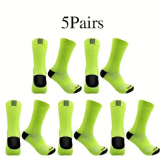 5 Pairs Breathable Mid-Calf Socks for Men and Women