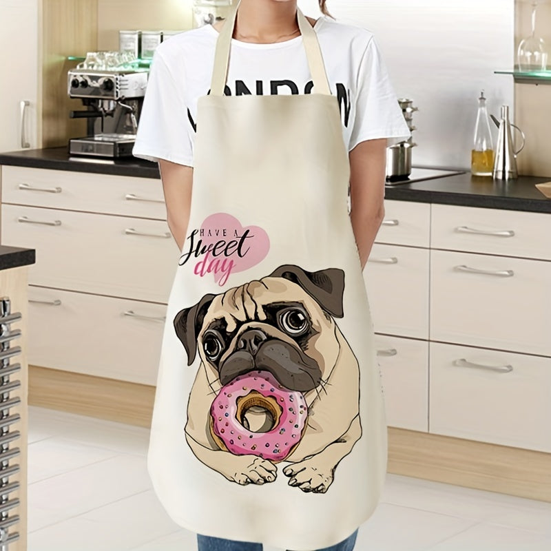 Cartoon Dog Print Apron for Cooking Adventures 25.98x21.65 Inches