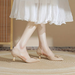 Women's Rhinestone Kitten Heel Dress Pumps Slip On