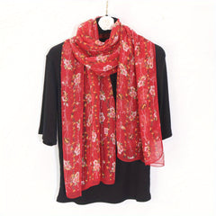 Vintage Floral Pattern Yarn Scarf Lightweight Breathable Shawl