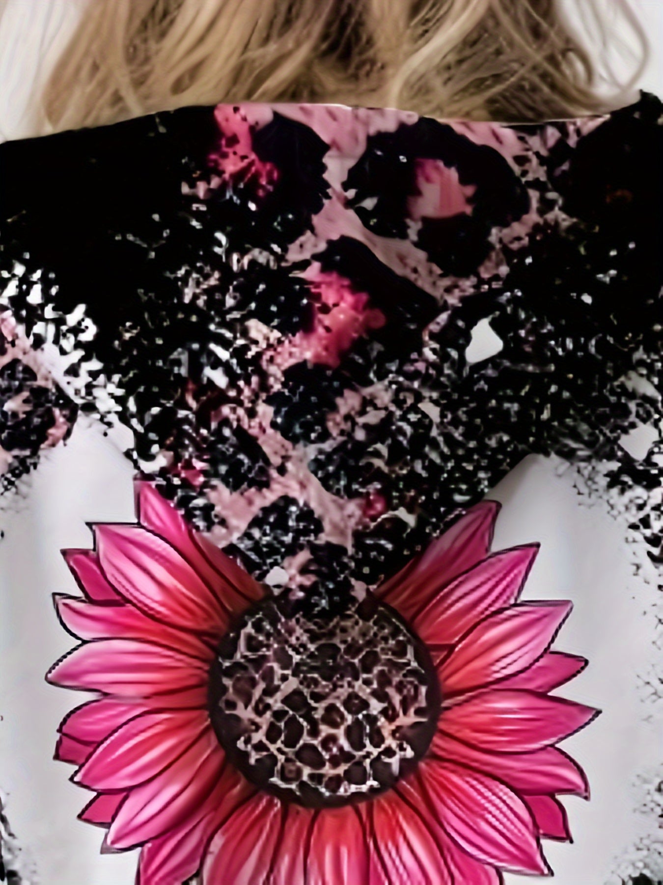 3D Sunflower Graphic Leopard Print Hoodies Girls Comfy Pullover Tops