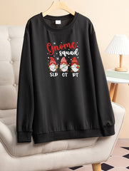 Christmas Gnomes Letter Print Long Sleeve Lounge Top