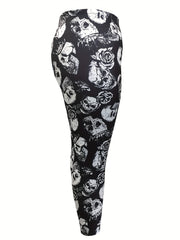 Gothic Skull Print Halloween Leggings