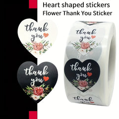 Heart Shaped Thank You Stickers Roll - 500pcs