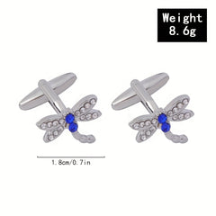 Crystal Micro inlaid Dragonfly Cufflinks & Sleeve Studs Set