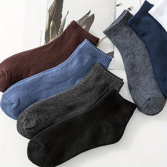 7 Pairs Warm Ankle Socks Moisture-Wicking Solid Color