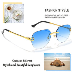 Hip Pop Vintage Rimless Gradient Sunglasses
