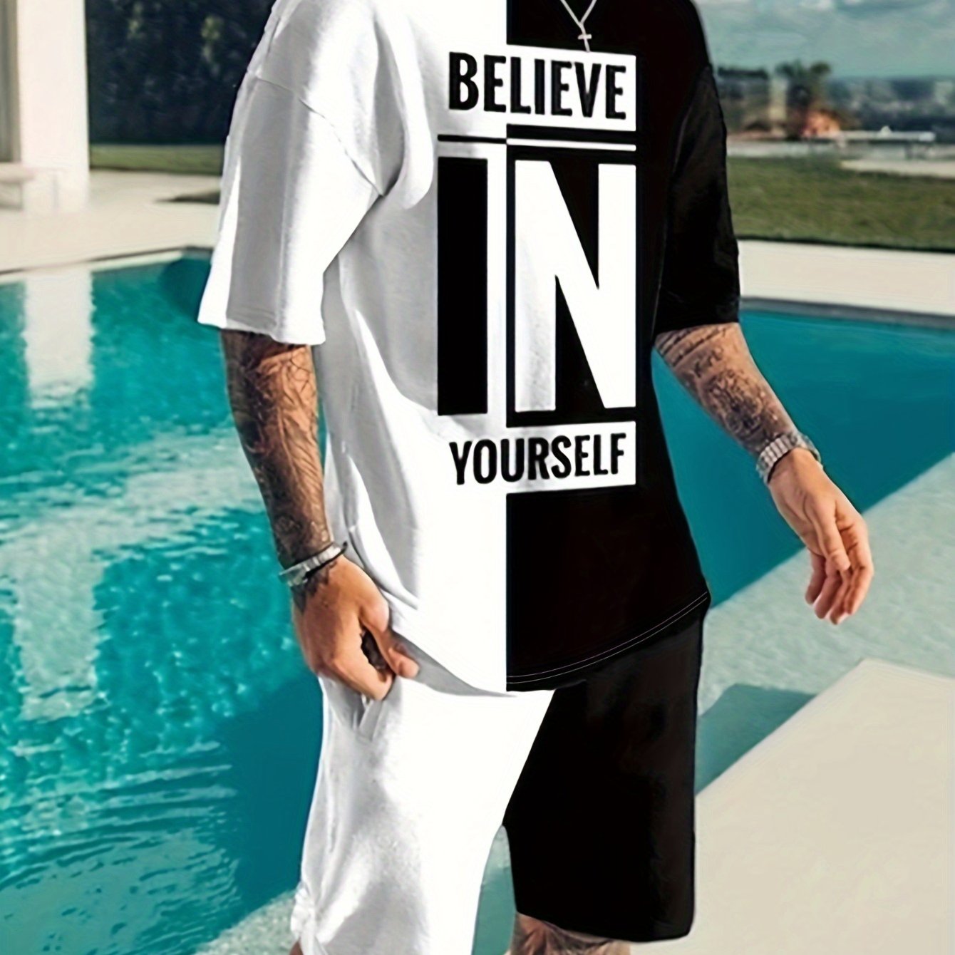 Men's 2 Piece Outfits T-shirt & Casual Shorts Set - Summer Clothing