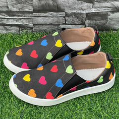 Heart Pattern Slip-On Flat Shoes for Women