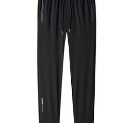Quick Dry Zipper Pockets Joggers Men's Casual Stretch Nylon Pants Gym Workout