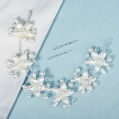 Bridal Headpiece Faux Pearl Flower Hair Accessories