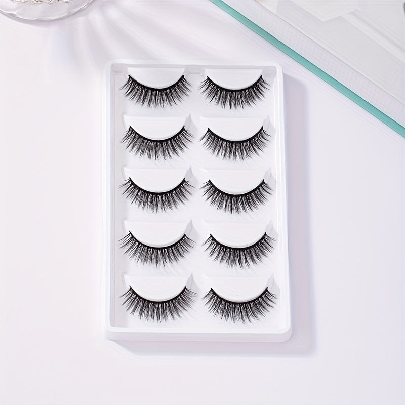 5 Pairs Crisscross Manga Lashes False Eyelashes 12mm Natural Look Japanese Style