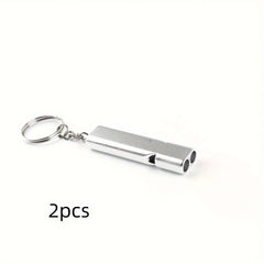 2pcs Survival Whistle Keychains Metal Lifesaving Whistle