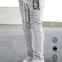 Graphic Print Comfy Flared Trousers Men s Casual Stretch Hip Hop Style Joggers