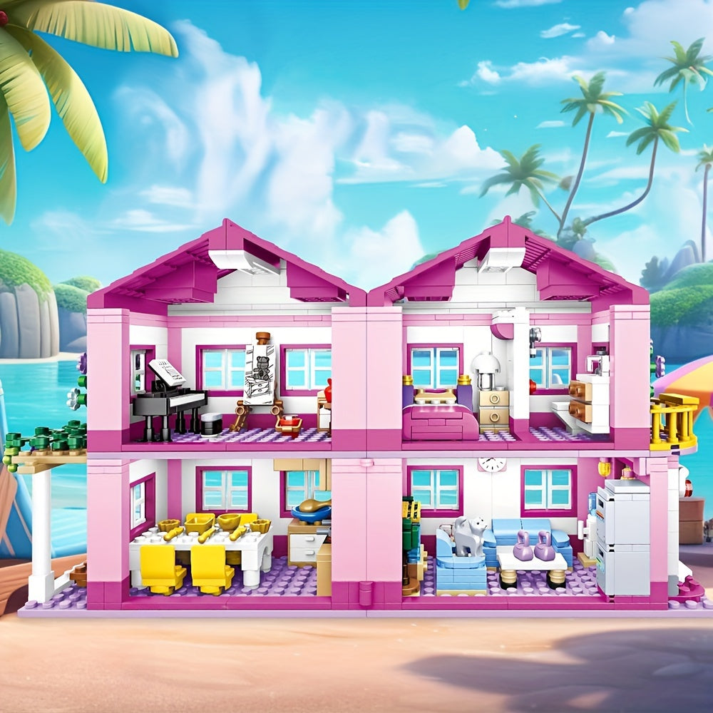 City Street View House Summer Holiday Villa Castle Building Block Girls Series