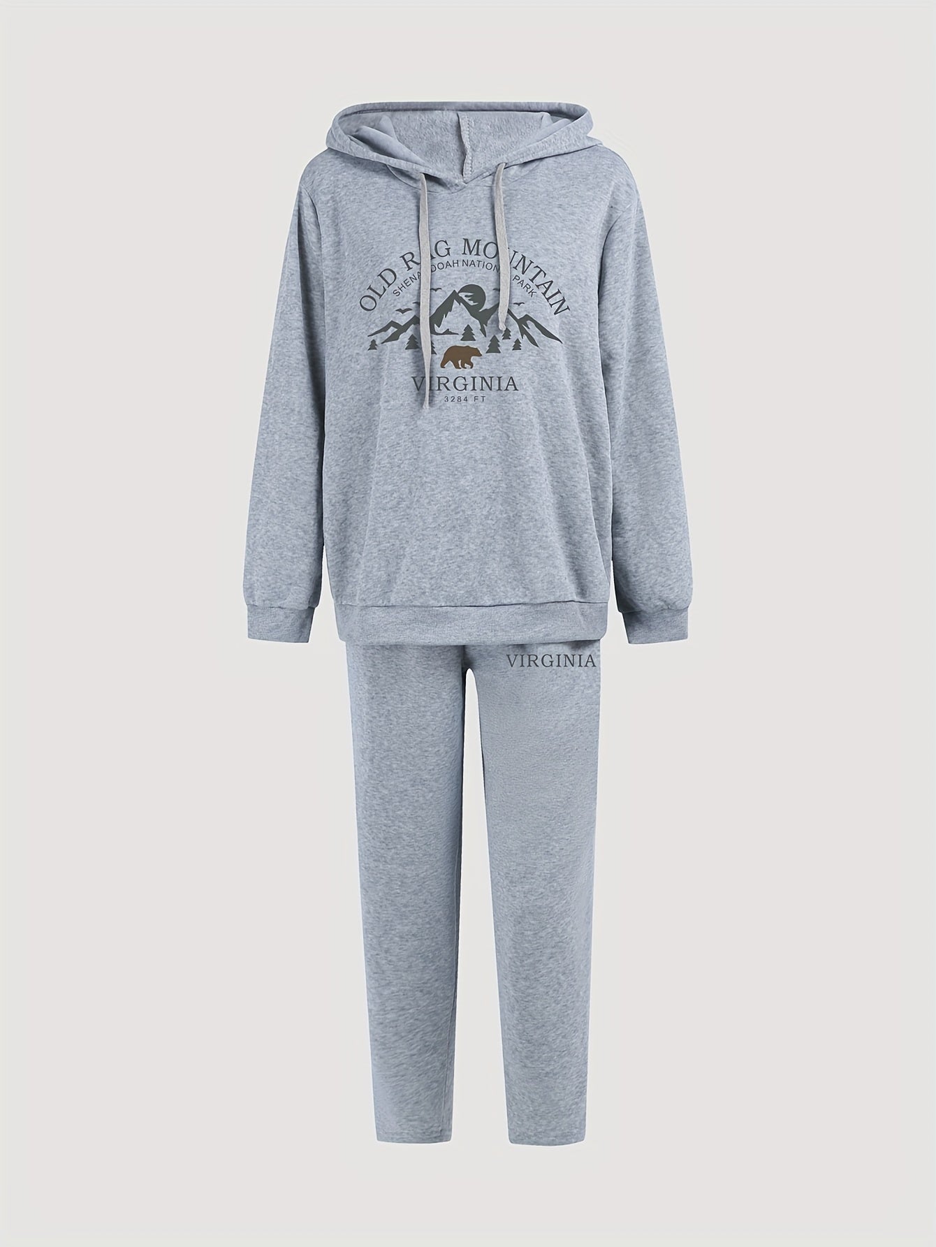 Women's Plus Mountain & Polar Bear Hoodie & Sweatpants Set