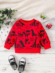 Cute Cartoon Car Print Long Sleeve Sweatshirt for Toddler Boys