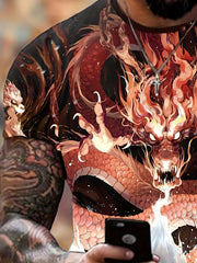 Dragon Pattern 3D Print Tee Men's Street Style Round Neck Shirt