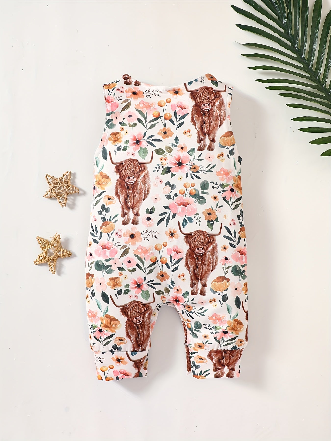 Baby Girls Cow Floral Romper Jumpsuit