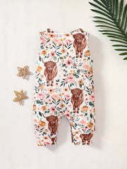Baby Girls Cow Floral Romper Jumpsuit