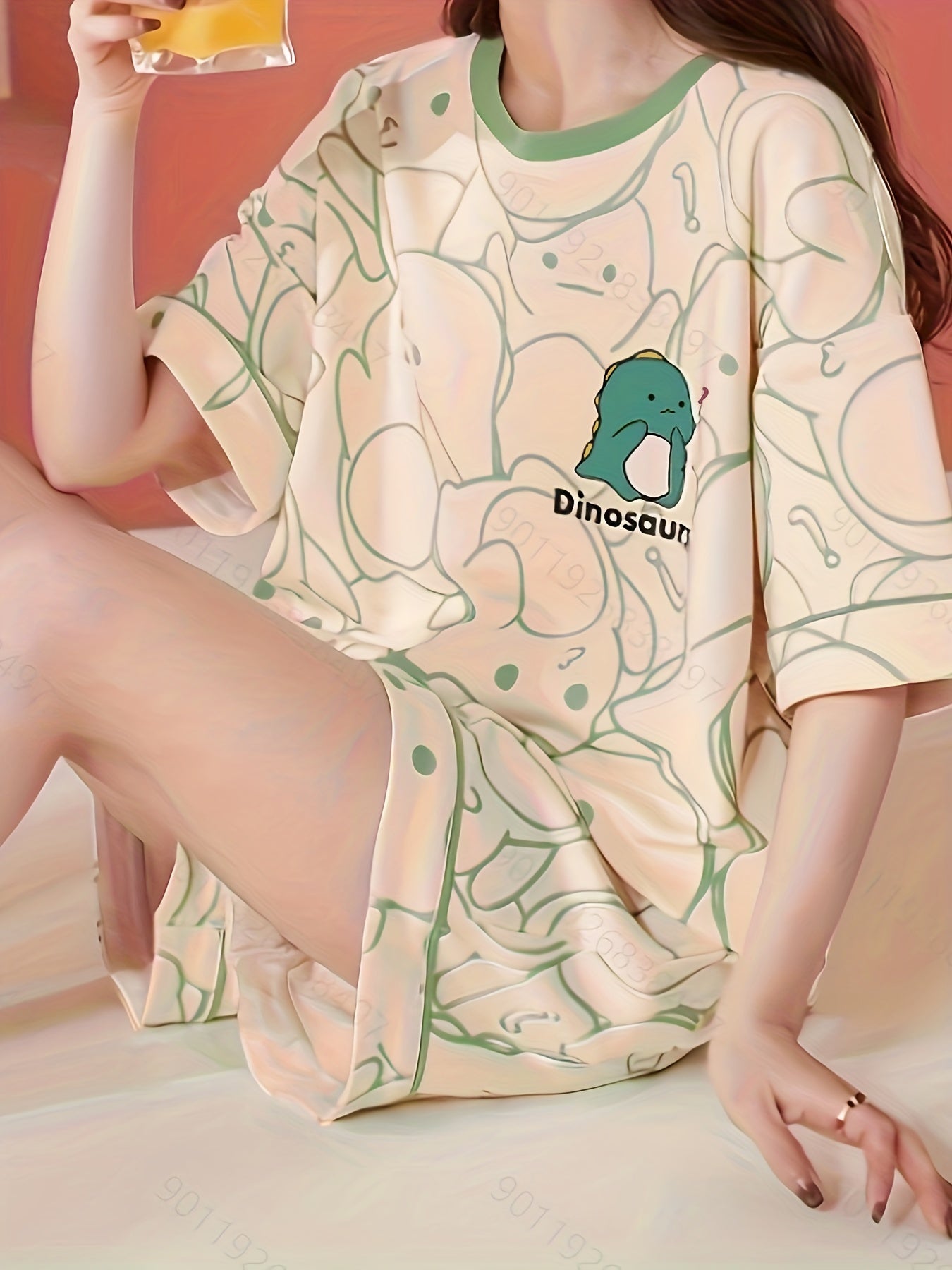 Dinosaur Pajamas Set Short Sleeve Top & Shorts