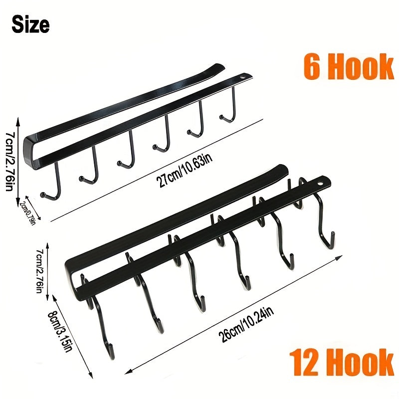 Cabinet Mug Hook 6 hooks 12 hooks Hanging Cup Holder Wardrobe Row Hook Organizer