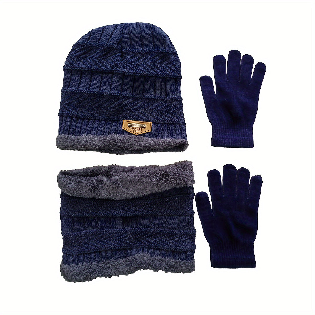 Winter Hat Scarf Gloves Set Men Women Thermal Knitted Beanie