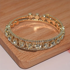 Bridal Rhinestone Full Diamond Winding Open Bracelet