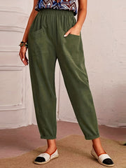 Solid Cargo Pants High Waist Pants Women's Clothing
