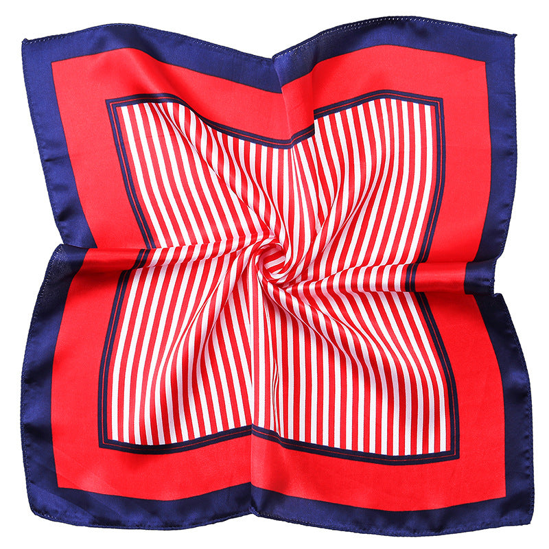 Vintage Print Satin Square Scarf Neck Hand Bandana Headwrap Silk Feel
