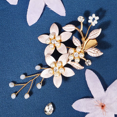 Bridal Flower Hair Clip Faux Pearl Wedding Hairpin Headpiece