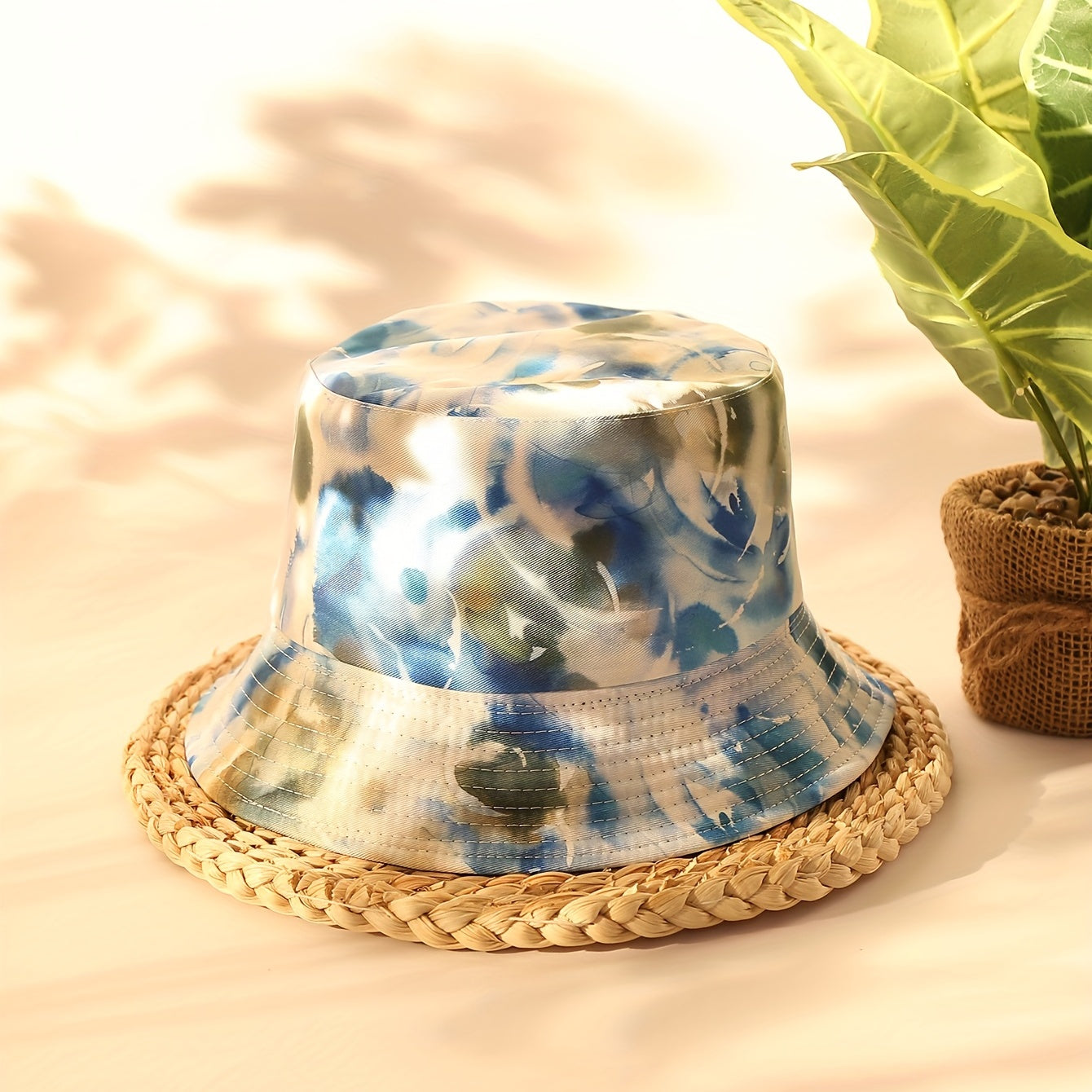 Tie Dye Print Bucket Hat Reversible Unisex Sun Hat Lightweight Hip Hop Fisherman