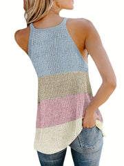 Colorblock Knitted Halter Cami Top