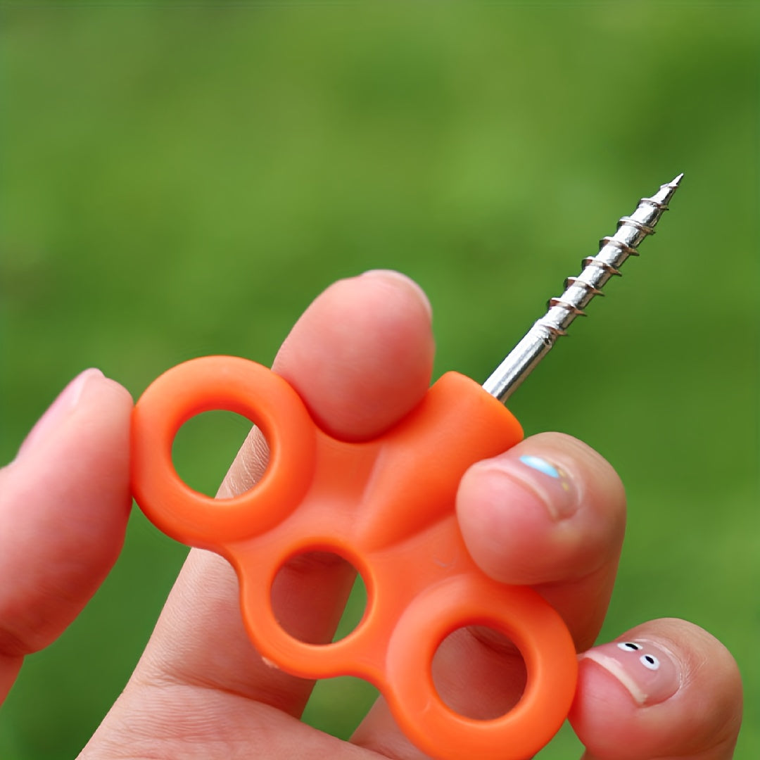 2pcs Stainless Steel Tent Nails w/ Plastic Handle, Windproof Tent Pegs
