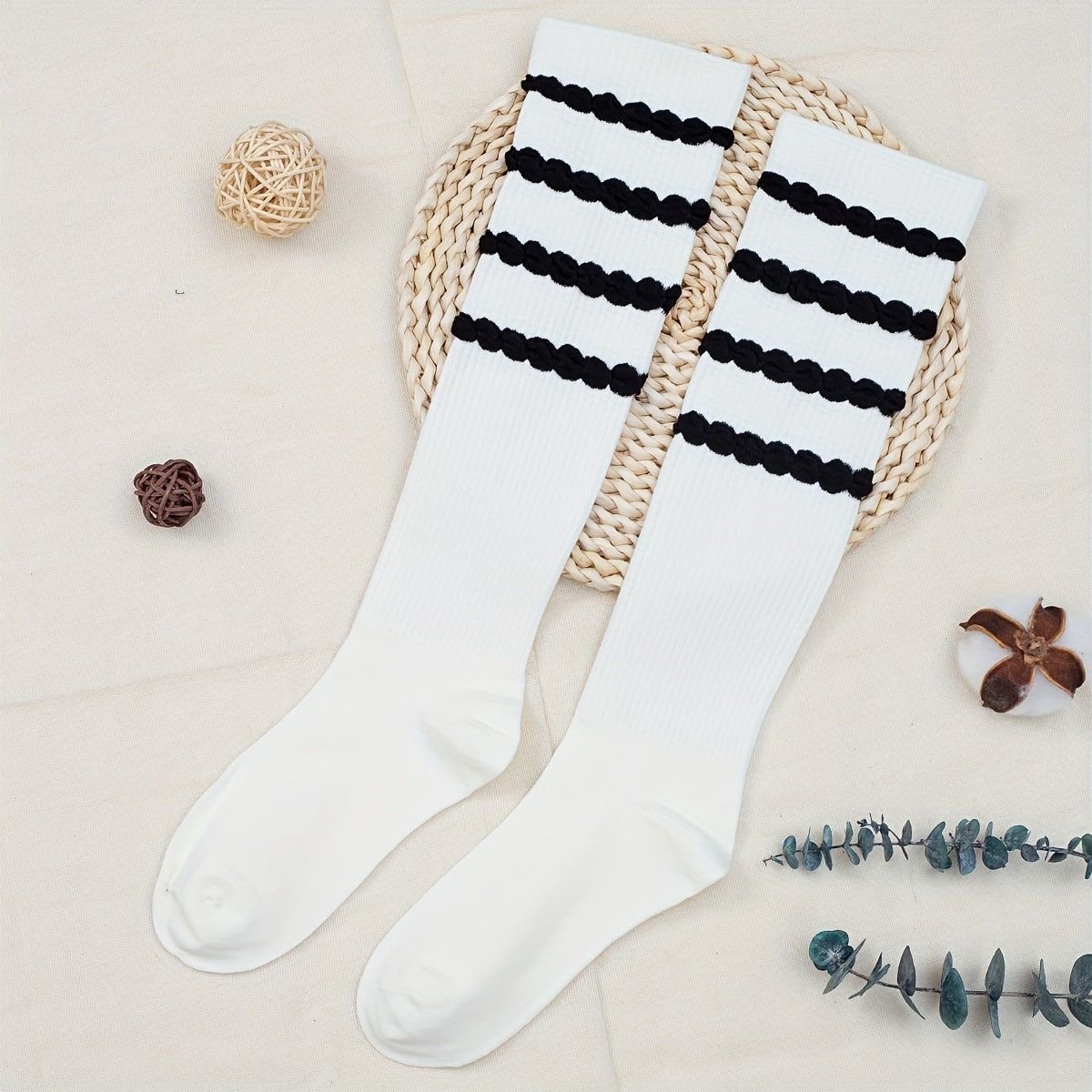Striped Calf Socks Knee High Stockings