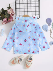 Girls' Floral Animal Print Zip Hooded Windbreaker Jacket Spring Fall
