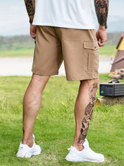 Men's Solid Cargo Shorts Active Drawstring Loose Sports Shorts
