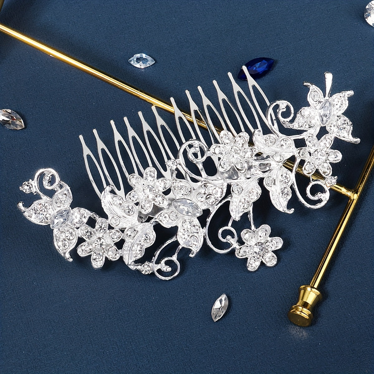Rhinestone Crystal Hair Comb Leaf Insert Bridal Hair Accessories