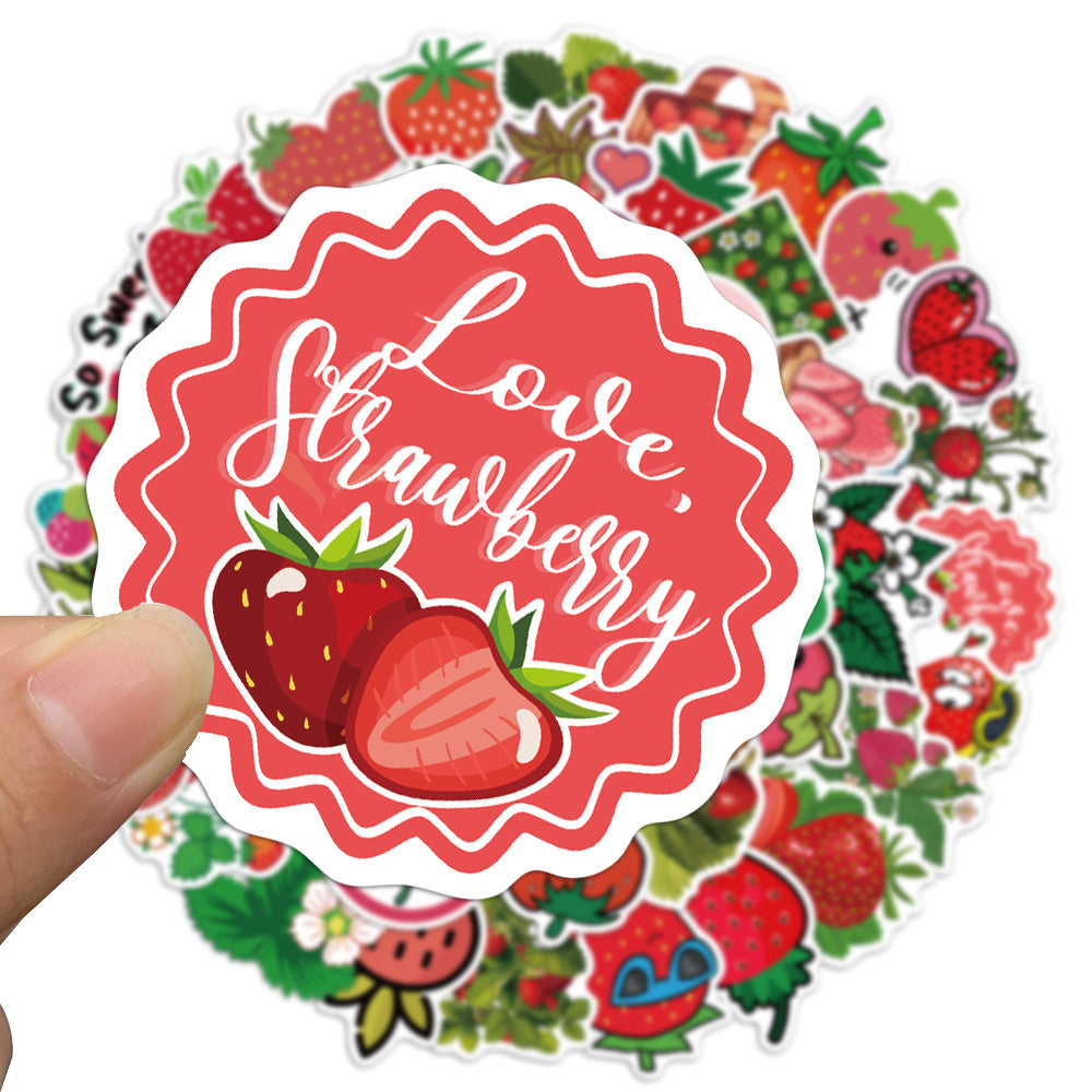 50pcs Cute Strawberry Doodle Sticker Pack