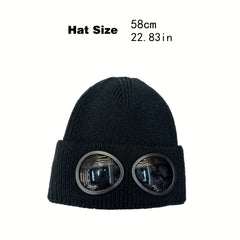 Winter Sport Knit Beanie Hat for Men and Women with Glasses