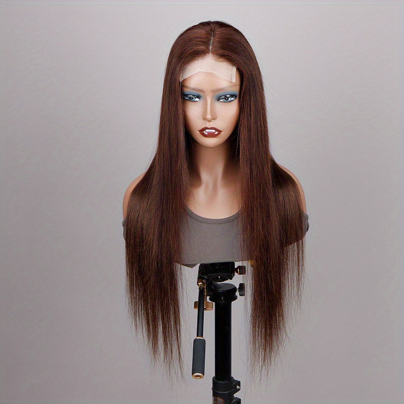 Chocolate Brown Straight 4x4 Lace Frontal Human Hair Wig