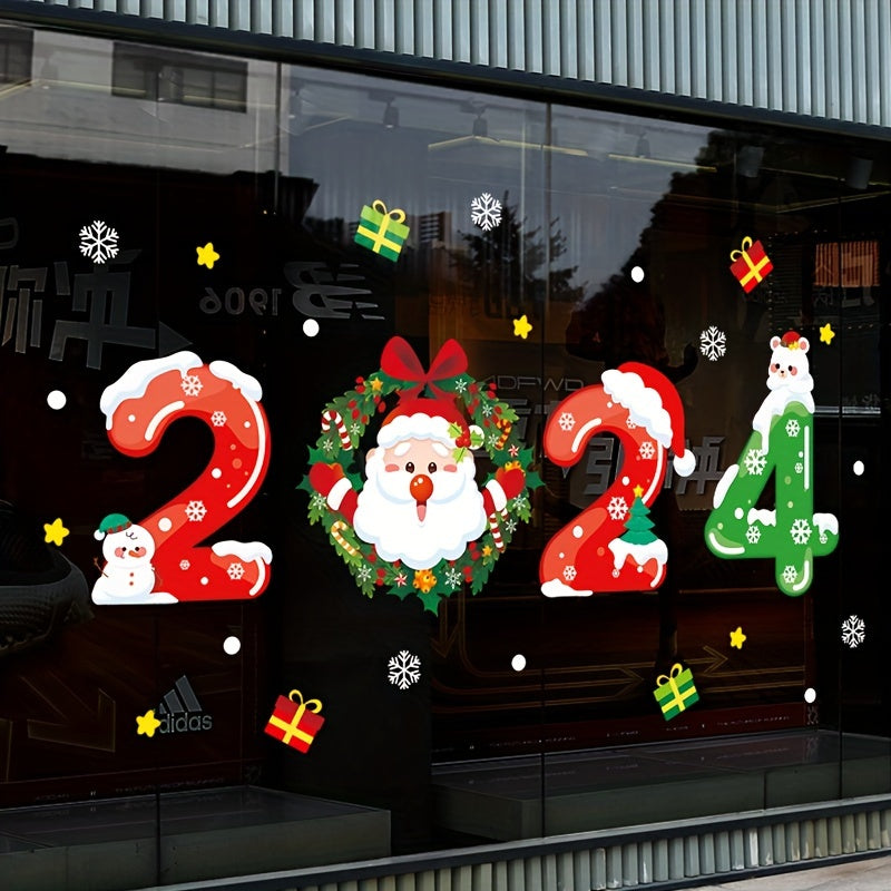 Christmas Window Stickers - Waterproof Static Stickers for Workshops & Stores