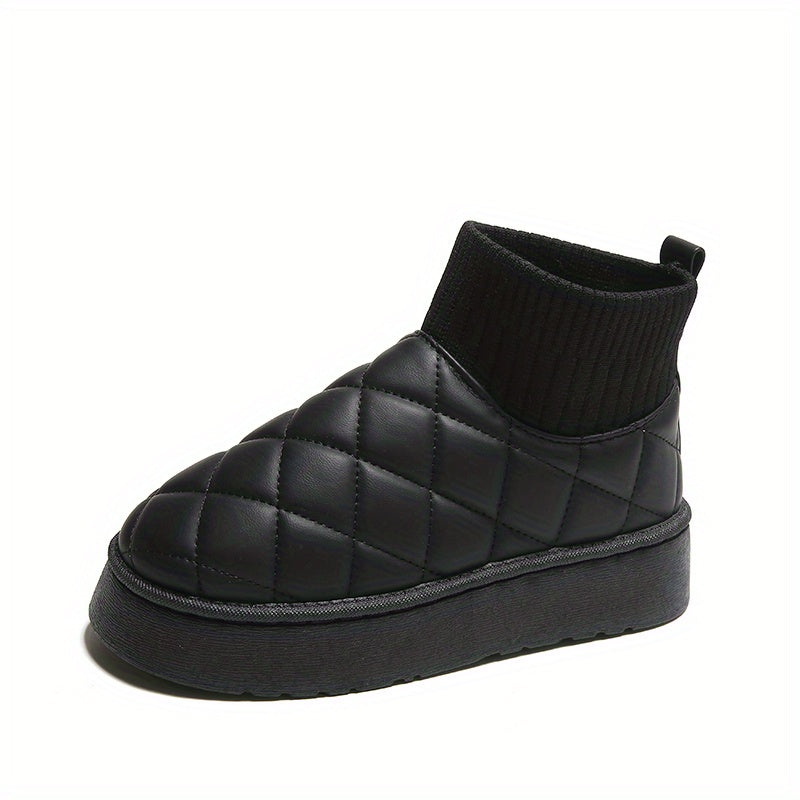 Women's Quilted Ankle Snow Boots Thermal Slip On Boots