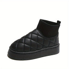 Women's Quilted Ankle Snow Boots Thermal Slip On Boots