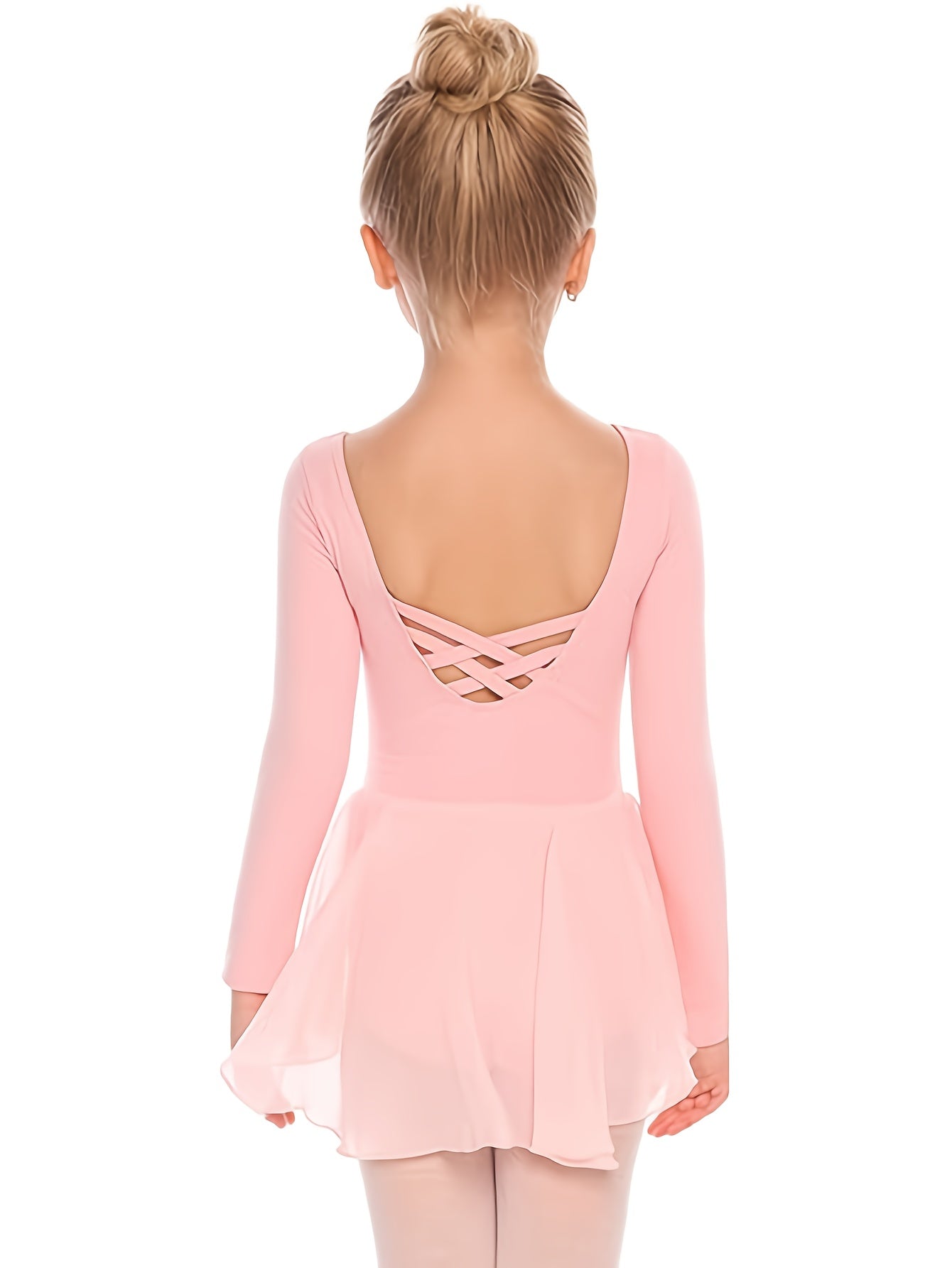Girls Cozy Butterfly Cross Back Long Sleeve Ballet Leotard
