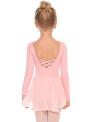 Girls Cozy Butterfly Cross Back Long Sleeve Ballet Leotard